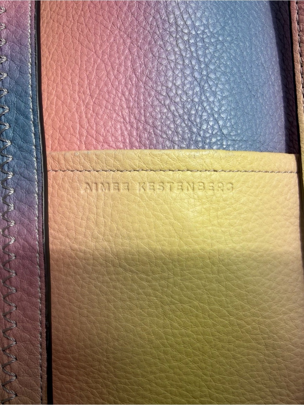 Aimee Kestenberg Pastel Gradient Leather Backpack - Pink Yellow Blue - Picture 4 of 11